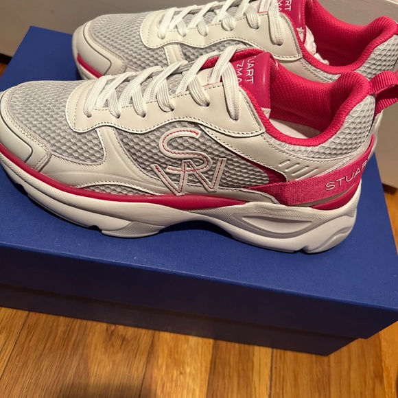 BRAND NEW Stuart Weitzman Mesh & Leather Trainer Sneakers - Picture 5 of 8